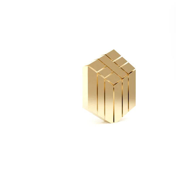 Gold Bale of hay icon isolated on white background. 3d illustration 3D render — Stock Photo, Image