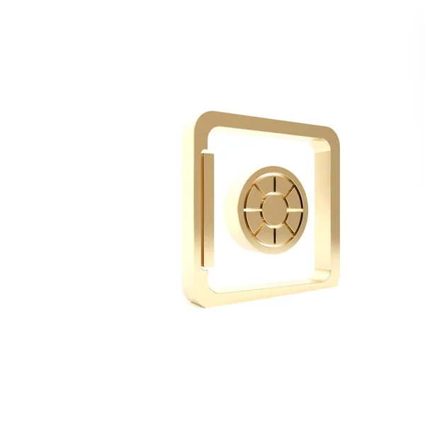 Icono de Gold Safe aislado sobre fondo blanco. La puerta caja fuerte una bóveda del banco con una cerradura combinada. Protección de datos fiable. 3D ilustración 3D render — Foto de Stock