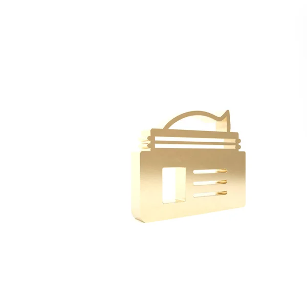 Gouden Zalf crème tube geneeskunde pictogram geïsoleerd op witte achtergrond. Buis, container, tandpasta, crème teken. 3d illustratie 3D renderen — Stockfoto