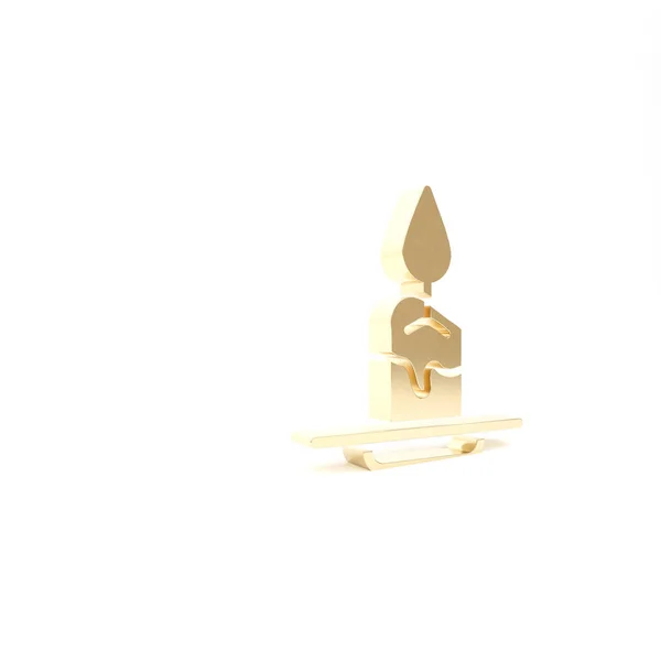 Icona a candela dorata isolata su sfondo bianco. Illustrazione 3d rendering 3D — Foto Stock