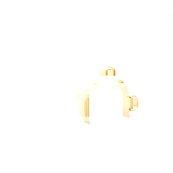 Χρυσό βραστήρα με λαβή εικονίδιο απομονώνονται σε λευκό φόντο. Εικονίδιο τσαγιέρας. 3d απεικόνιση 3D καθιστούν — Φωτογραφία Αρχείου