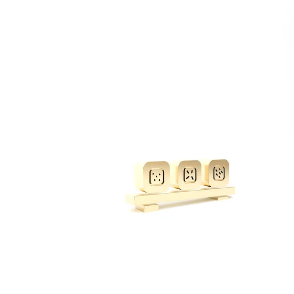Gold Sushi på skärbräda ikon isolerad på vit bakgrund. Asiatisk matsushi på träskiva. 3D-återgivning för 3D — Stockfoto
