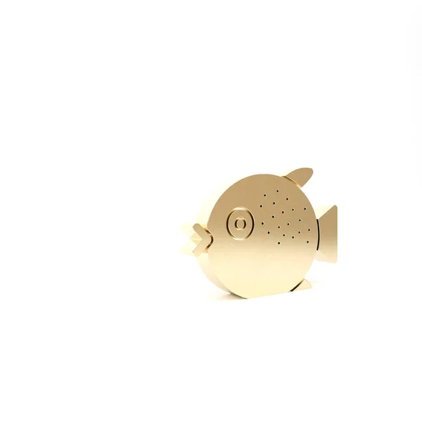 Gold Kugelfisch Symbol isoliert auf weißem Hintergrund. Fugu-Fisch japanischer Kugelfisch. 3D Illustration 3D Renderer — Stockfoto