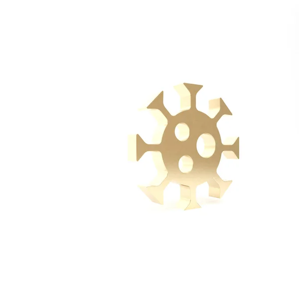 Значок "Золотой вирус" выделен на белом фоне. Коронавирус 2019-nCoV. Бактерии и микробы, рак клеток, микробы, грибы. 3D-рендеринг — стоковое фото
