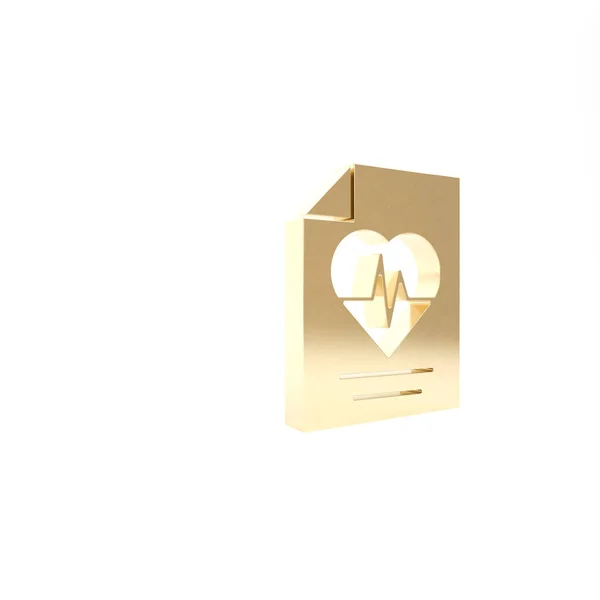Oro icona di assicurazione sanitaria isolato su sfondo bianco. Protezione dei pazienti. Sicurezza, sicurezza, protezione, proteggere il concetto. Illustrazione 3d rendering 3D — Foto Stock