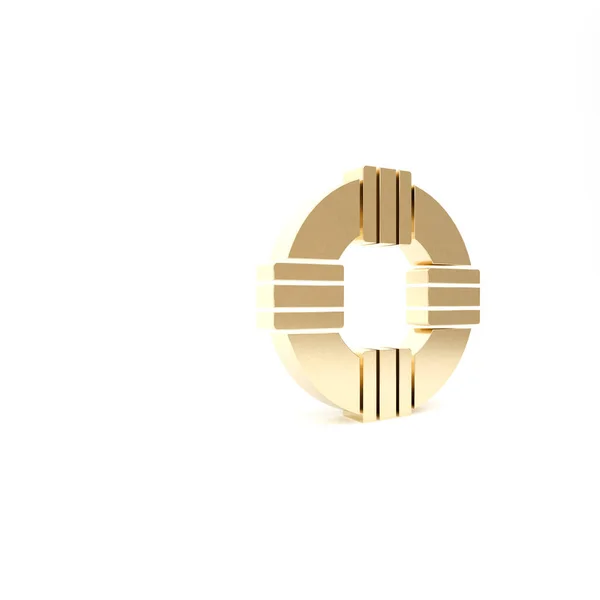 Gold Rettungsring Symbol isoliert auf weißem Hintergrund. Rettungsring-Symbol. 3D Illustration 3D Renderer — Stockfoto