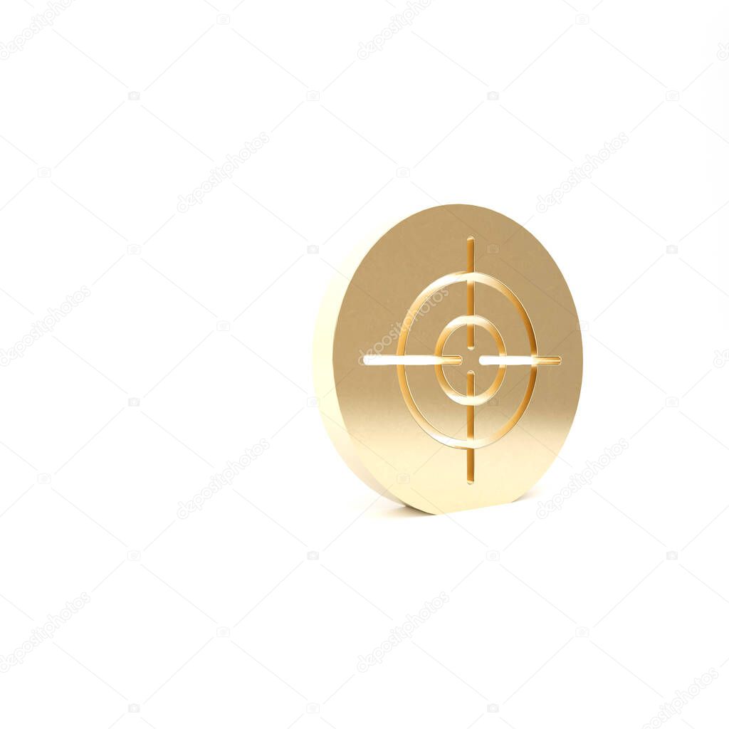 Gold Target sport icon isolated on white background. Clean target with numbers for shooting range or shooting. 3d illustration 3D render