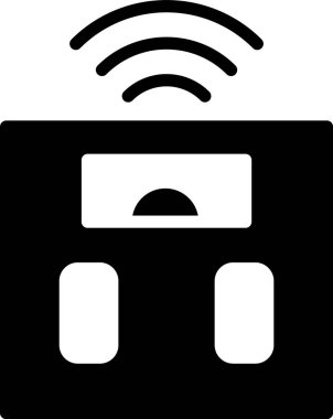 Siyah Akıllı banyo ölçekleri beyaz arka planda izole edilmiş. Ağırlık ölçüm aletleri. İnternet kavramının kablosuz bağlantısı. Vektör