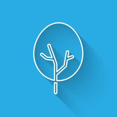 Beyaz çizgi ağaç simgesi uzun gölgeli izole edilmiş. Orman sembolü. Vektör