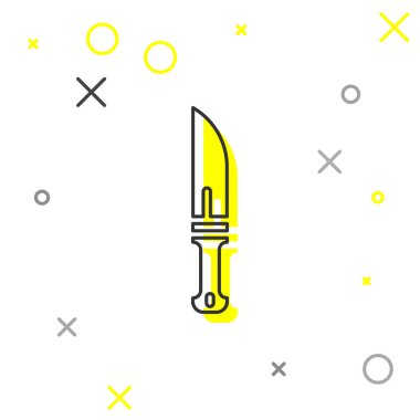 Gri çizgi Hunter bıçak ikonu beyaz arka planda izole edildi. Ordu bıçağı. Vektör