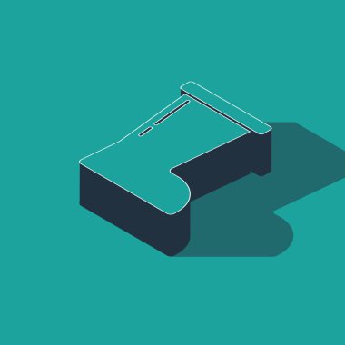 Isometric Su geçirmez lastik bot simgesi yeşil arka planda izole edildi. Yağmurlu hava, balıkçılık, bahçe işleri için çizme. Vektör