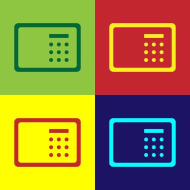 Pop Art Safe simgesi renk arkaplanında izole edildi. Kapı, şifreli bir banka kasası. Güvenilir Veri Koruma. Vektör