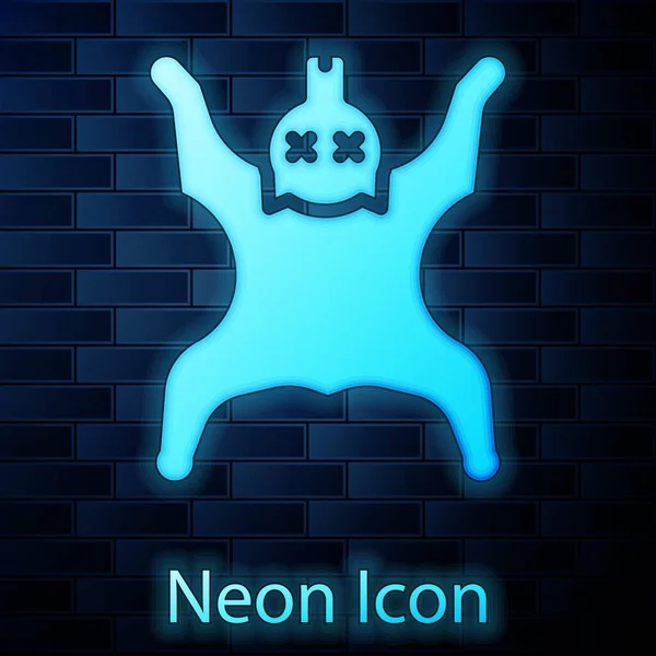 Ragyogó neon Bear bőr ikon elszigetelt téglafal háttér. Vektor — Stock Vector
