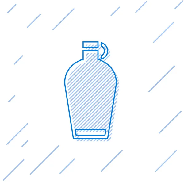 Linha azul ícone garrafa de água cantina isolado no fundo branco. Ícone de balão turístico. Jarra de água usada na campanha. Vetor —  Vetores de Stock