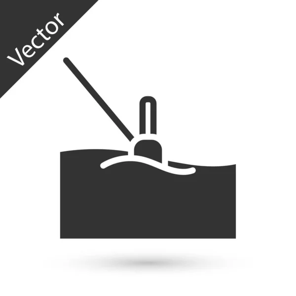 Pesca cinza flutuar no ícone de água isolado no fundo branco. Equipamento de pesca. Vetor — Vetor de Stock