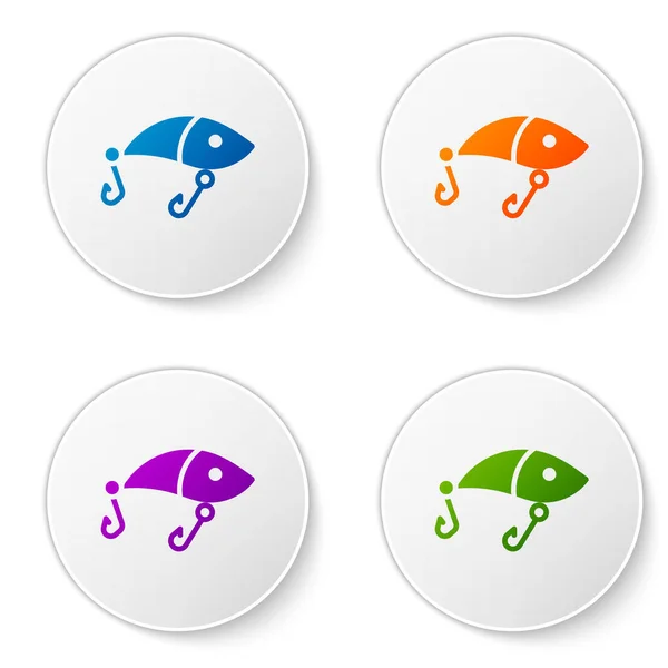 Color Fishing lure icon isolated on white background. Fishing tackle. Set icons in circle buttons. Vector — Stock Vector