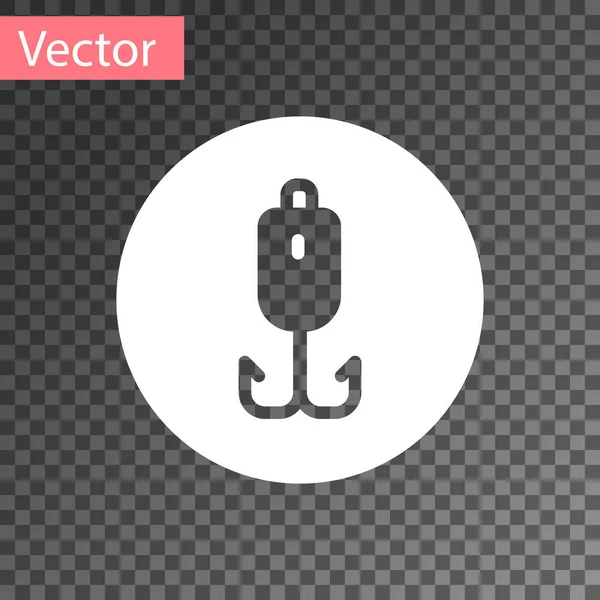 Icono de anzuelo blanco aislado sobre fondo transparente. Aparejos de pesca. Vector — Vector de stock