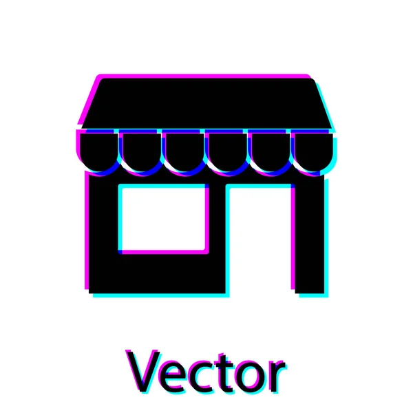 Schwarzes Einkaufsgebäude oder Marktsymbol isoliert auf weißem Hintergrund. Ladenbau. Vektor — Stockvektor