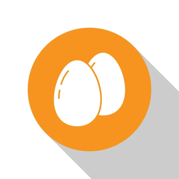白色鸡蛋图标孤立在白色背景.橙色圆形按钮。B.病媒 — 图库矢量图片