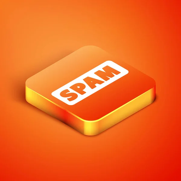 Isometrisches Spam-Symbol auf orangefarbenem Hintergrund. Vektor — Stockvektor