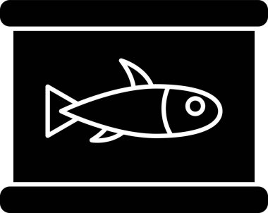 Siyah balık konservesi simgesi beyaz arkaplanda izole edilmiş. Vektör.