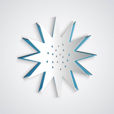 Kağıt kesiği deniz kestanesi simgesi gri arkaplanda izole edilmiş. Kağıt sanatı tarzı. Vektör.