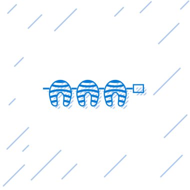 Mavi çizgi ızgara balık bifteği ikonu beyaz arka planda izole edilmiş. Vektör.