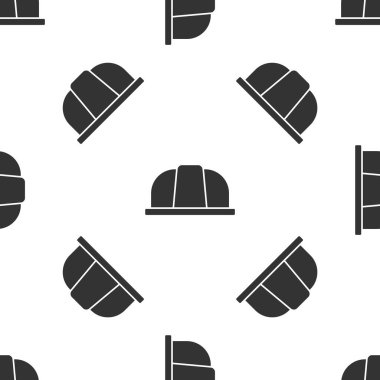 Gri İşçi kaskı ikonu beyaz arka planda kusursuz desen izole etti. Sigorta konsepti. Güvenlik, güvenlik, koruma, konsept koruma. Vektör.