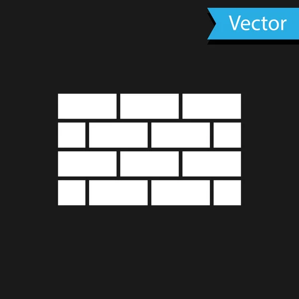 Pare-feu blanc, icône de mur de sécurité isolée sur fond noir. Vecteur — Image vectorielle