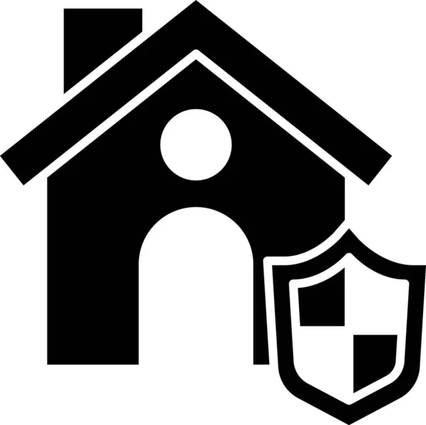 Casa Negra con icono de escudo aislado sobre fondo blanco. Concepto de seguro. Seguridad, seguridad, protección, concepto de protección. Vector. — Vector de stock