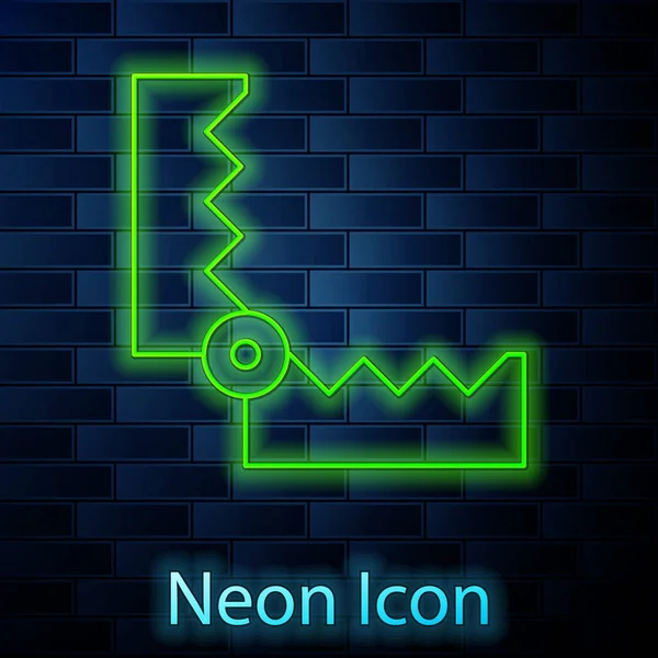 Ragyogó neon vonal Csapda vadászat ikon elszigetelt téglafal háttér. Vektor — Stock Vector