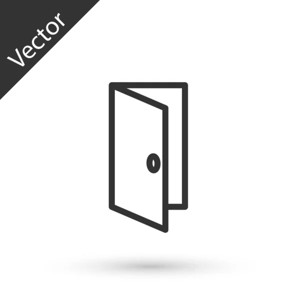 Graue Linie Symbol der geschlossenen Tür isoliert auf weißem Hintergrund. Vektor — Stockvektor