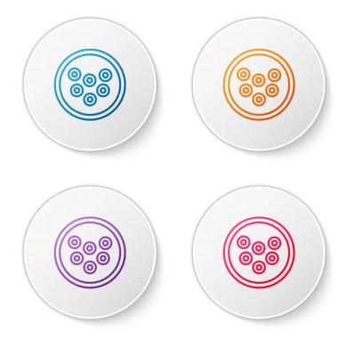 Beyaz arkaplanda izole edilmiş bir plaka simgesindeki renk çizgisi havyarı. Simgeleri daire düğmelerine ayır. Vektör.