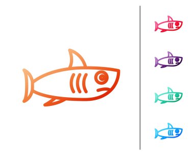 Kırmızı çizgi köpek balığı simgesi beyaz arkaplanda izole edildi. Renk simgelerini ayarla. Vektör.