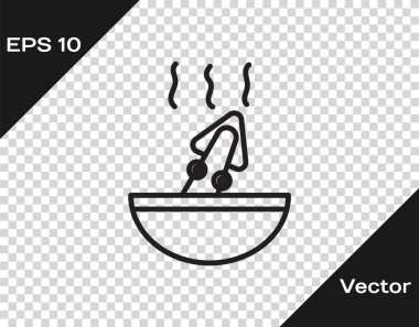 Şeffaf arka planda izole edilmiş ahtapot ikonlu siyah çizgi çorbası. Vektör.