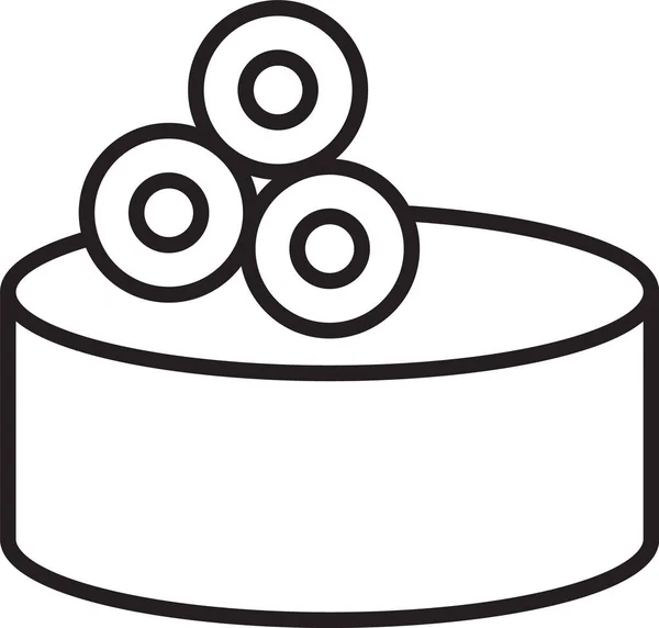 Svart linje Plåtburk med kaviar ikon isolerad på vit bakgrund. Vektor. — Stock vektor