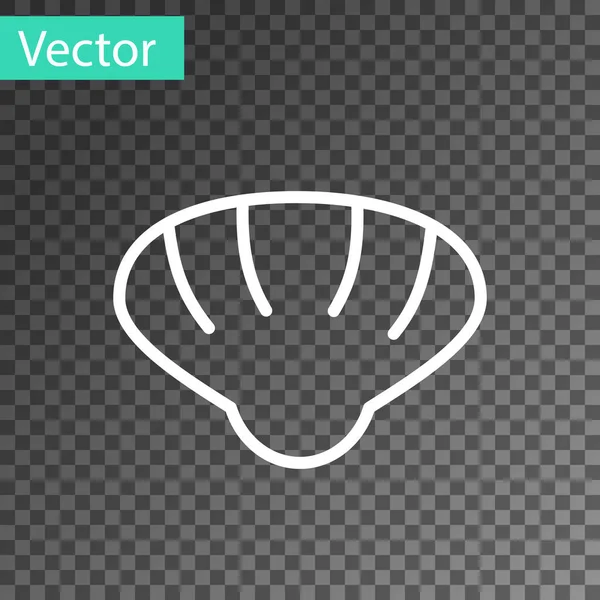 Weiße Linie Jakobsmuschel Muschelsymbol isoliert auf transparentem Hintergrund. Muschelschild. Vektor. — Stockvektor