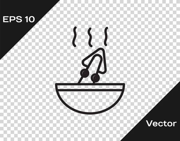 Sopa de línea negra con icono de pulpo aislado sobre fondo transparente. Vector . — Vector de stock