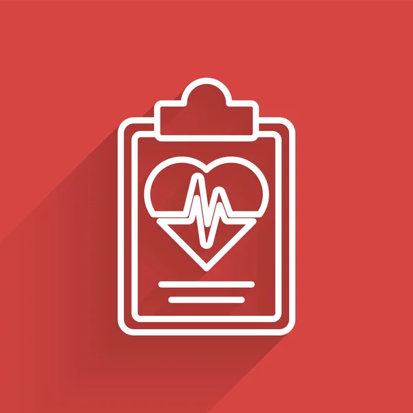 화이트 라인 건강 보험의 아이콘은 긴 그림자와 고립되어 있습니다. 환자 보호. 보안, 안전, 보호, 개념 보호. Vector. — 스톡 벡터