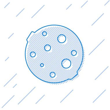 Mavi çizgi ay simgesi beyaz arkaplanda izole edildi. Vektör İllüstrasyonu.