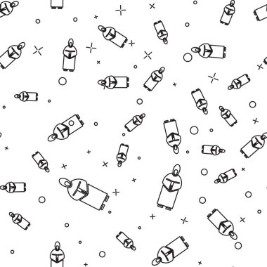 Siyah çizgi Monk simgesi beyaz arkaplanda izole edilmiş kusursuz desen. Vektör İllüstrasyonu.