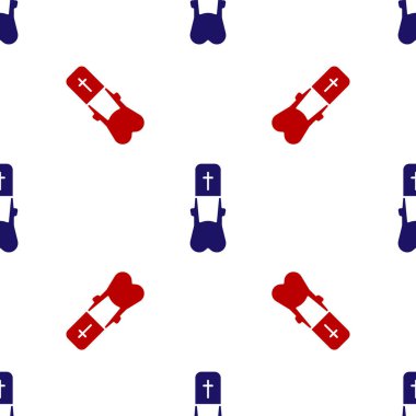 Mavi ve kırmızı rahip ikonu beyaz arka planda kusursuz desen izole etti. Vektör İllüstrasyonu.