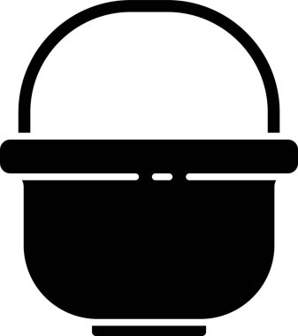 Siyah Kamp çömleği simgesi beyaz arkaplanda izole edilmiş. Haşlama ya da güveç besin sembolü. Vektör İllüstrasyonu.