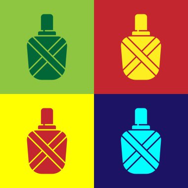 Pop Art Canteen su şişesi simgesi renk arkaplanında izole edilmiş. Turist matarası ikonu. Kampanyada bir kavanoz su kullanıldı. Vektör İllüstrasyonu.