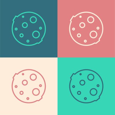 Pop Art Line Moon simgesi renk arkaplanında izole edildi. Vektör İllüstrasyonu.