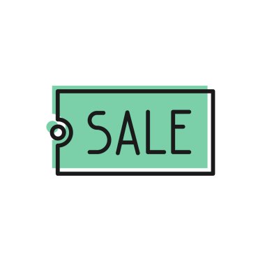 Beyaz arkaplanda izole edilmiş siyah çizgi Price etiketi. Rozet fiyatına. Reklam etiketi indirimi. Vektör İllüstrasyonu.