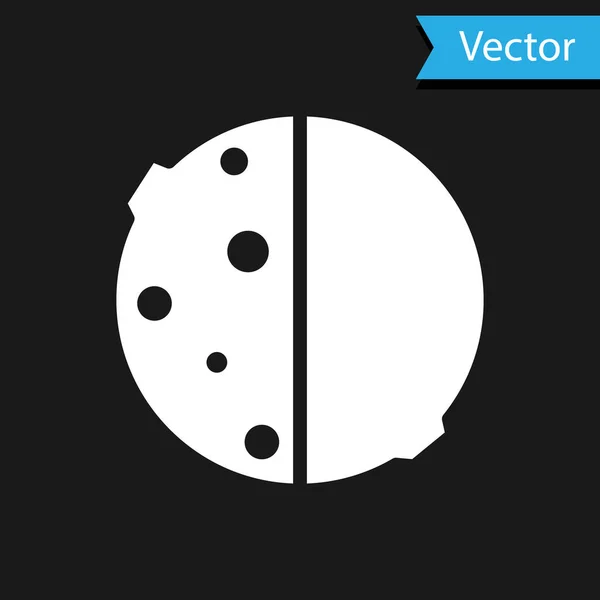 Eclipse Branco Ícone Sol Isolado Fundo Preto Eclipse Total Sonar — Vetor de Stock