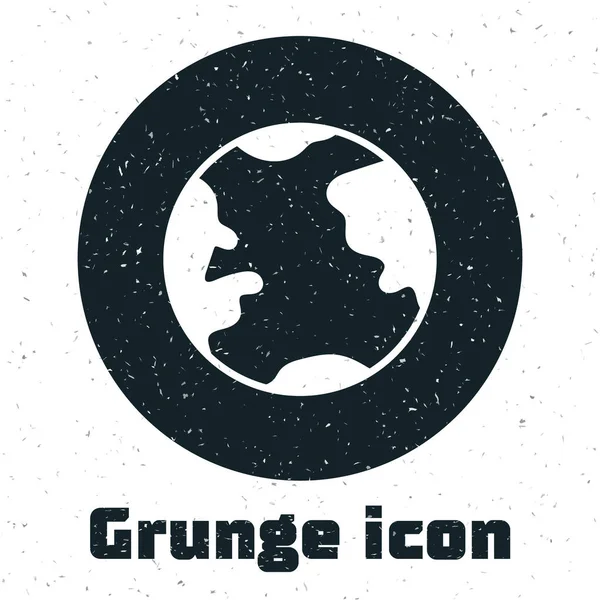 Grunge Aarde Bol Pictogram Geïsoleerd Witte Achtergrond Wereld Aarde Teken — Stockvector