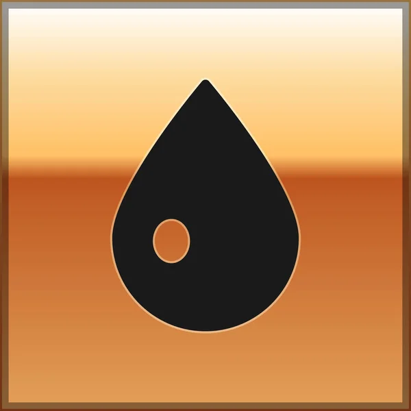 Black Water Drop Icon Isolated Gold Background Vector Illustration — Stock Vector