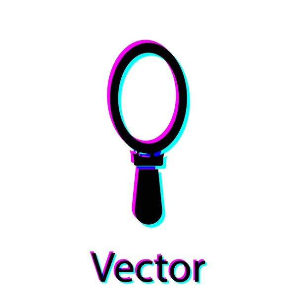 Zwarte Hand Spiegel Pictogram Geïsoleerd Witte Achtergrond Vector Illustratie — Stockvector